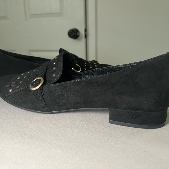 NWOB ONO NAKINA KILTIE SUEDE LEATHER STUDDED LOAFERS  BLK 7.5 M - Picture 6 of 8